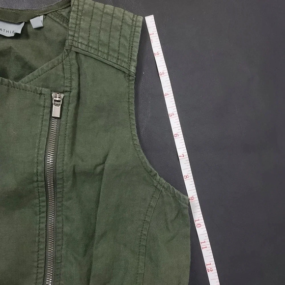 Athleta Wanderabout 100% linen olive green utility tunic vest xs zip-up top xs - Picture 13 of 14
